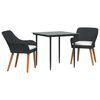 vidaXL Set da Pranzo per Giardino 3 pz Nero polyrattan