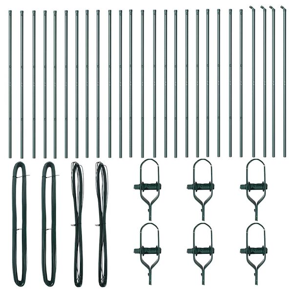 vidaXL Palo della recinzione 26 pcs Verde 3,2 x 3,2 x 150 cm Acciaio