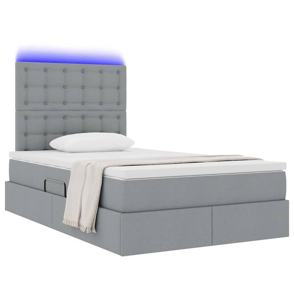 vidaXL Letto con contenitore e LED con led Grigio chiaro 120 x 190 cm