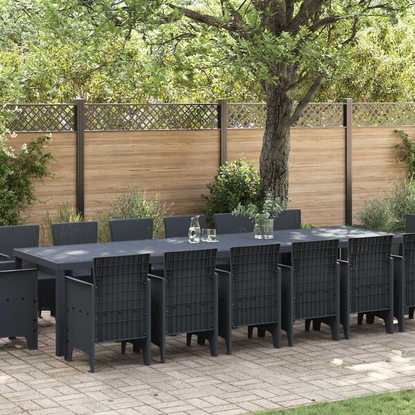 vidaXL Set da Pranzo per Giardino 15 pcs Antracite Rattan Polt