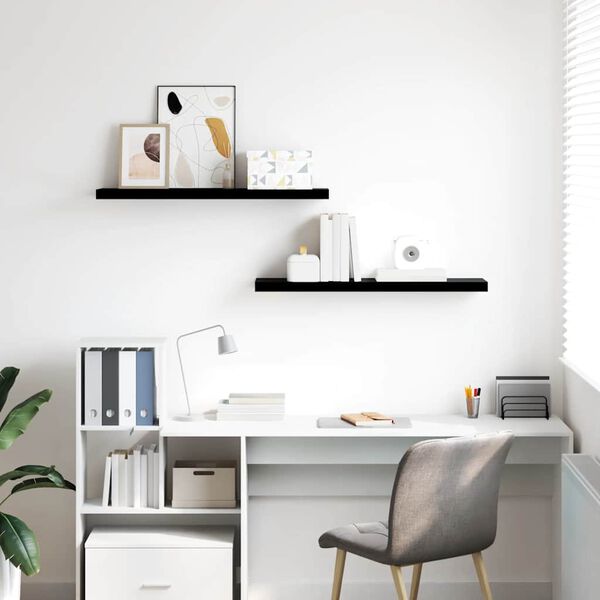 vidaXL Scaffali a Parete 2 pz Nero Lucido 90x23,5x3,8 cm in MDF