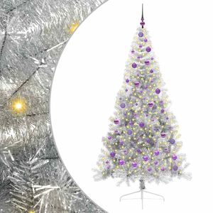 vidaXL Albero di Natale artificiale con luci integrate Argento 210 cm