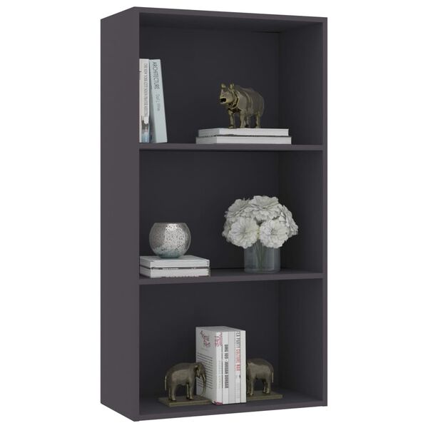 vidaXL Libreria a 3 Ripiani Grigia 60x30x114 cm in Legno Multistrato
