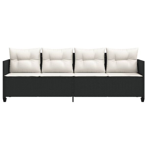 vidaXL Lettino Prendisole con Cuscini Nero&nbsp;in Polyrattan