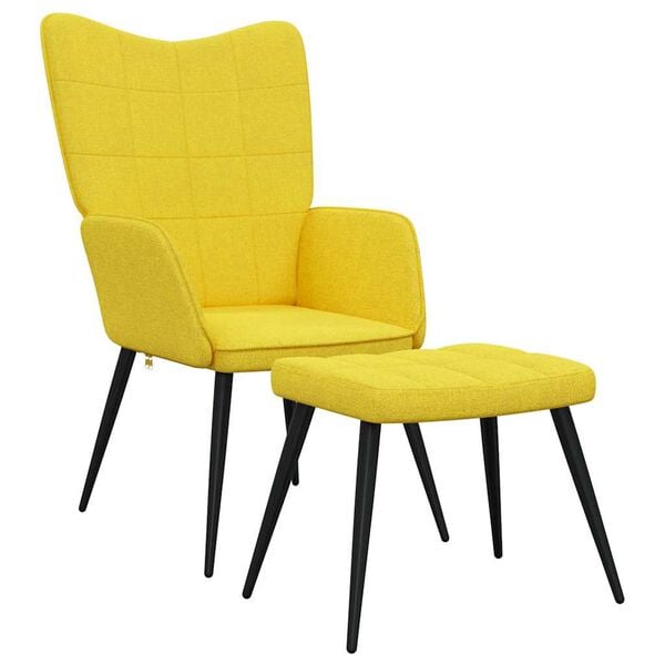 vidaXL Sedia Relax con Sgabello Giallo Senape in Tessuto
