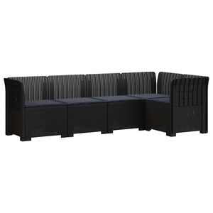vidaXL Divano da Giardino 5 Posti con Cuscini Stile Rattan PP