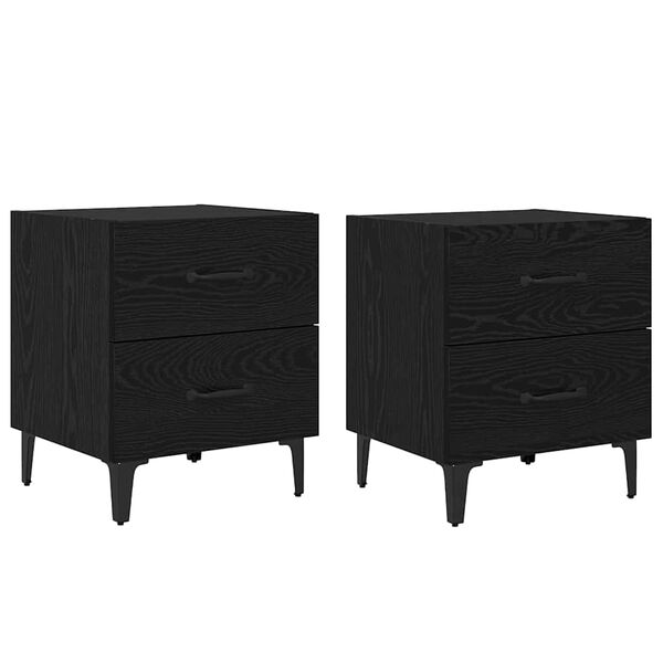 vidaXL Armadietto per letto 2 pcs Rovere nero 40 x 35 x 47,5 cm