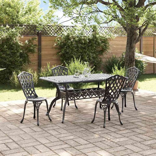 vidaXL Set da Pranzo per Giardino 5 pcs Nero Alluminio