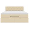 vidaXL Pouf Letto con Materasso e LED Crema 140x200 cm in Tessuto