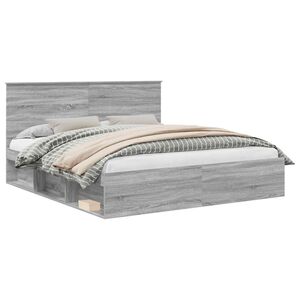 vidaXL Struttura del letto Grigio Sonoma 200 x 200 cm Pino massello
