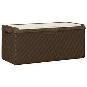 vidaXL Baule da Giardino con Cuscino Seduta Marrone 350 L in PP