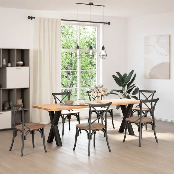 vidaXL Gambe per tavolo da pranzo a forma di X 2 pz nere 60x(72-73) cm in acciaio