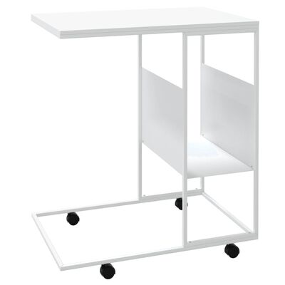vidaXL Tavolino con Ruote Bianco 55x36x63,5 cm in Legno Multistrato