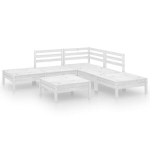 vidaXL Set Salotto da Giardino 6 pz in Legno Massello di Pino Bianco