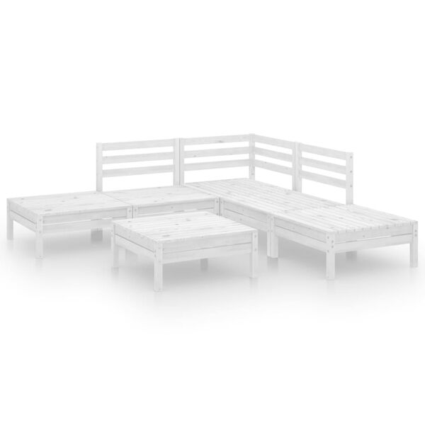 vidaXL Set Salotto da Giardino 6 pz in Legno Massello di Pino Bianco