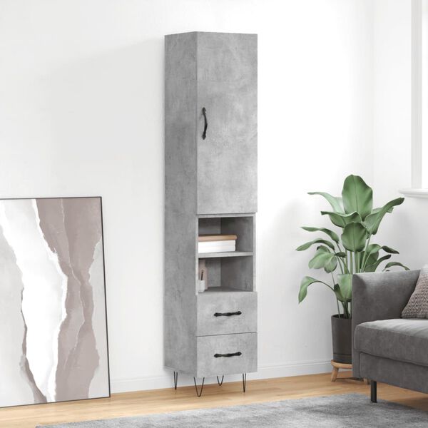 vidaXL Credenza Grigio Cemento 34,5x34x180 cm in Legno Multistrato