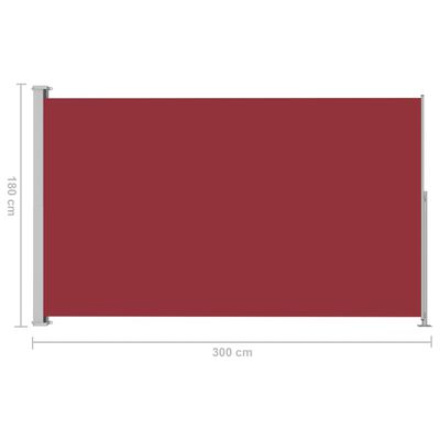vidaXL Tenda Laterale Retrattile per Patio 180x300 cm Rossa