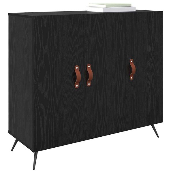 vidaXL Credenza Rovere Nero 89,5 x 34 x 80 cm Legno multistrato