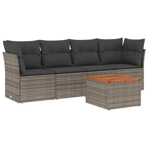 vidaXL Set Divano da Giardino 5 pz con Cuscini Grigio in Polyrattan