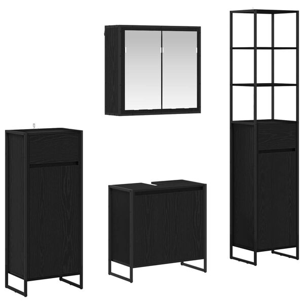 vidaXL Set di mobili per il bagno Rovere Nero Legno multistrato