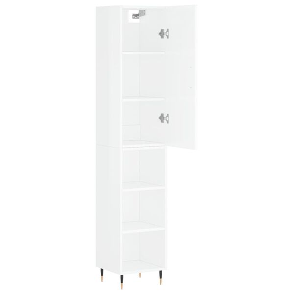 vidaXL Credenza 34,5x34x180 cm in Legno Multistrato Bianco Lucido