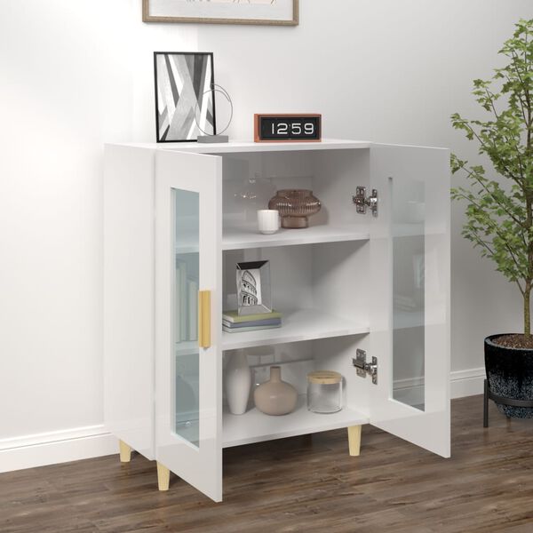 vidaXL Credenza 69,5x34x90 cm in Legno Multistrato Bianco Lucido