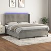 vidaXL Letto a Molle Materasso e LED Grigio Chiaro 180x200 cm Velluto