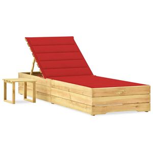 vidaXL Lettino da Giardino con Tavolino Cuscino Legno Pino Impregnato