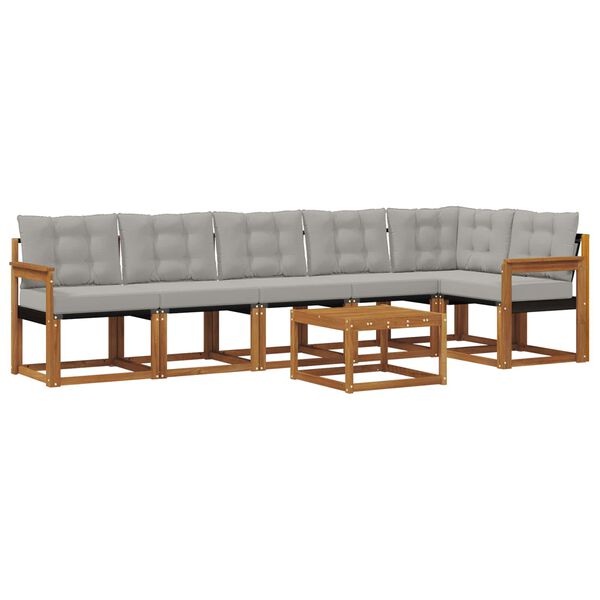 vidaXL Set di divani da esterno 7 pcs Grigio Naturale e Chiaro