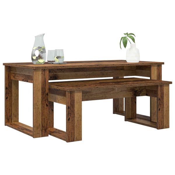 vidaXL Set di Tavolini da Caff&egrave; 2 pcs Legno vecchio Legno multistrato