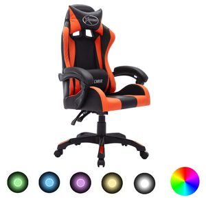 vidaXL Sedia da Gaming con Luci a LED RGB Arancione e Nera Similpelle