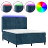 vidaXL Letto a Molle con Materasso e LED Blu Scuro 140x190 cm