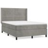vidaXL Giroletto a Molle con Materasso Grigio Chiaro 140x190cm Velluto