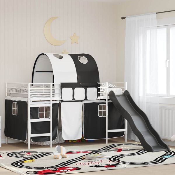 vidaXL Struttura del letto loft per bambini Bianco e Nero Metallo