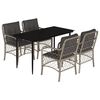 vidaXL Set Pranzo da Giardino 5pz con Cuscini Grigio Chiaro Polyrattan