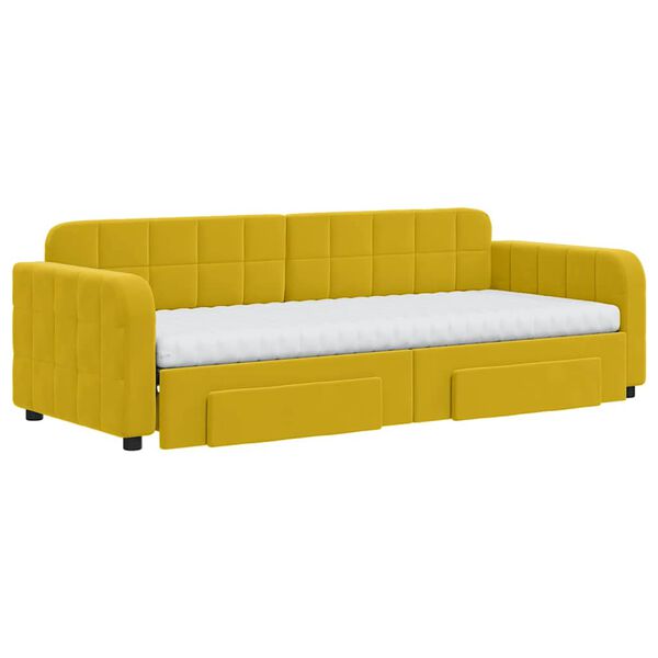 vidaXL Divano Letto Estraibile con Cassetti Giallo 80x200cm in Velluto