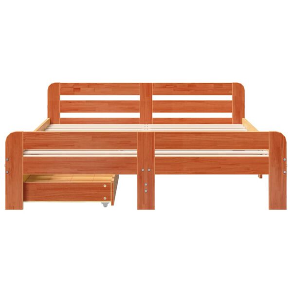 vidaXL Letto senza Materasso Marrone Cera 150x200 cm in Legno di Pino