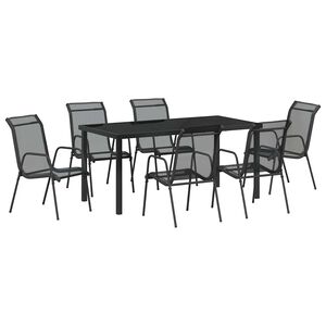 vidaXL Set da Pranzo per Giardino 7 pcs Nero Textilene e acciaio