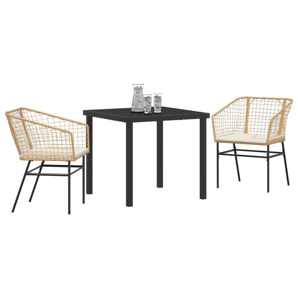 vidaXL Set da Pranzo per Giardino 3 pcs Marrone polyrattan