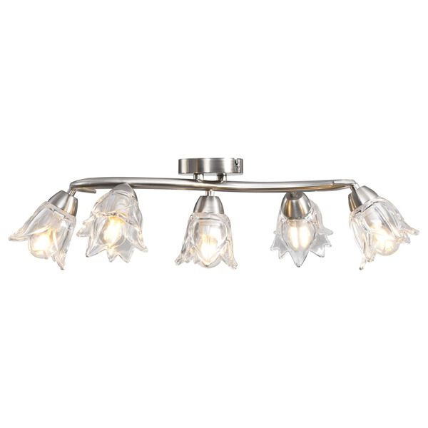 vidaXL Lampadario con Paralumi in Vetro per 5 Lampadine E14 Tulipano
