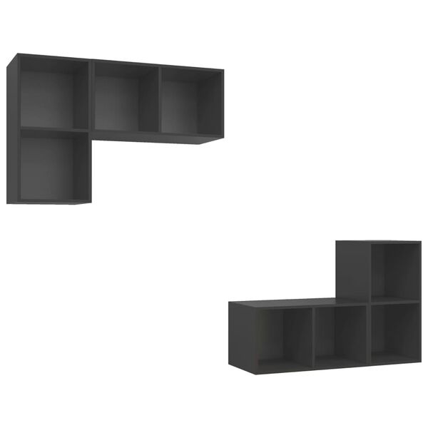 vidaXL Mobile TV a Parete 4 pz Grigio in Truciolato