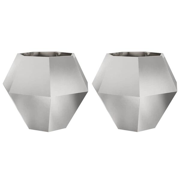 vidaXL Fioriera 2 pcs Argento 100 x 100 x 80 cm Acciaio inossidabile
