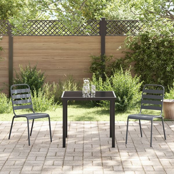 vidaXL Set da Pranzo per Giardino 5 pcs Grigio scuro Acciaio
