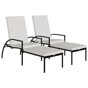 vidaXL Lettini Prendisole 2 pz con Poggiapiedi in Rattan PE Nero
