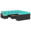 vidaXL Set Divani da Giardino 13 pz con Cuscini Nero in Polyrattan