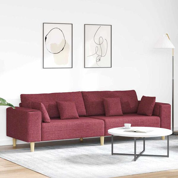 vidaXL Divano con cuscino Rosso Vino 250 x 77 x 76 cm Tessuto