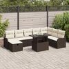 vidaXL Set Divano da Giardino con cuscino 9 pcs Marrone Poly Rattan