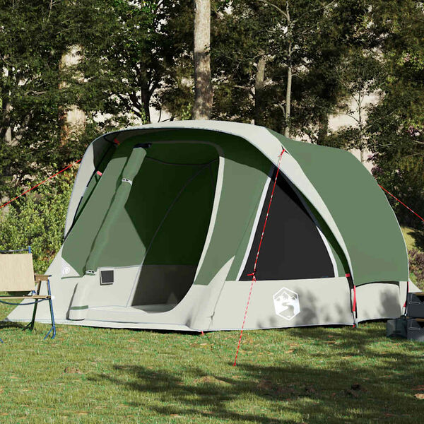 vidaXL Tenda Familiare Cabina per 6 Persone Verde Impermeabile