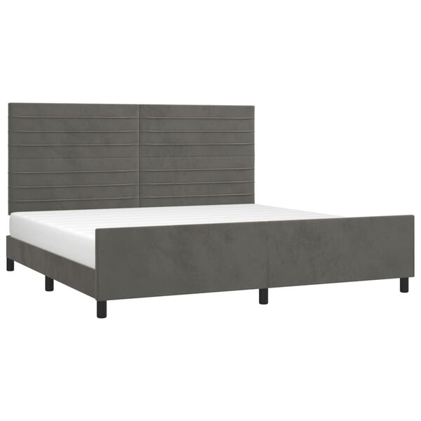 vidaXL Giroletto senza Materasso Grigio Scuro 200x200 cm Velluto
