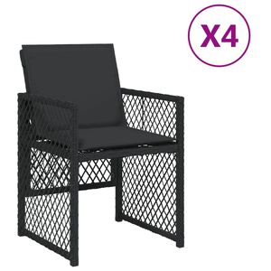 vidaXL Sedie da Giardino con Cuscini 4 pz Nere in Polyrattan